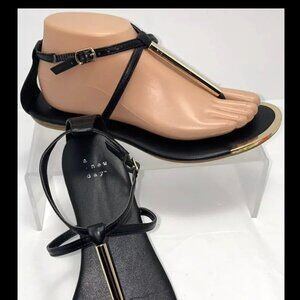 A New Day Women's Thong Sandals Metal top Goldtone Accent